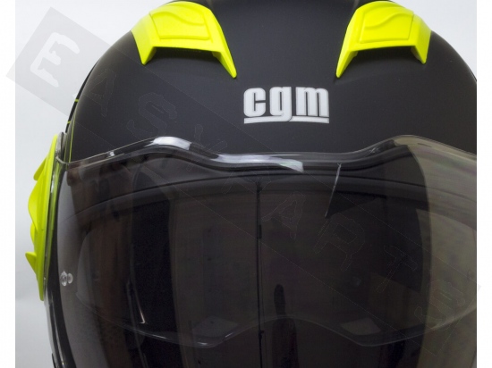 Helmet Demi Jet CGM 129S Dixon Matt Black/ Yellow Fluo (double visor)